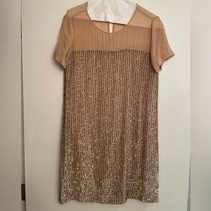 Club Monaco Sequin nude mini dress